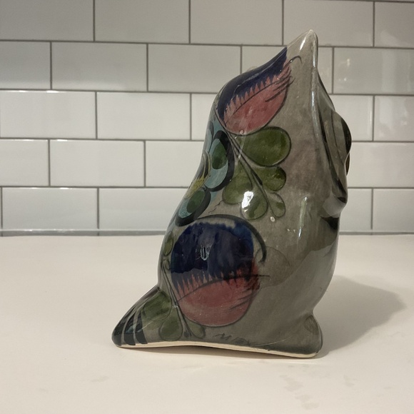 VTG Tonala Mexican Pottery Folk Art Owl Hand Painted Figural Marked MEXICO - Picture 3 of 8